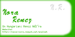 nora rencz business card